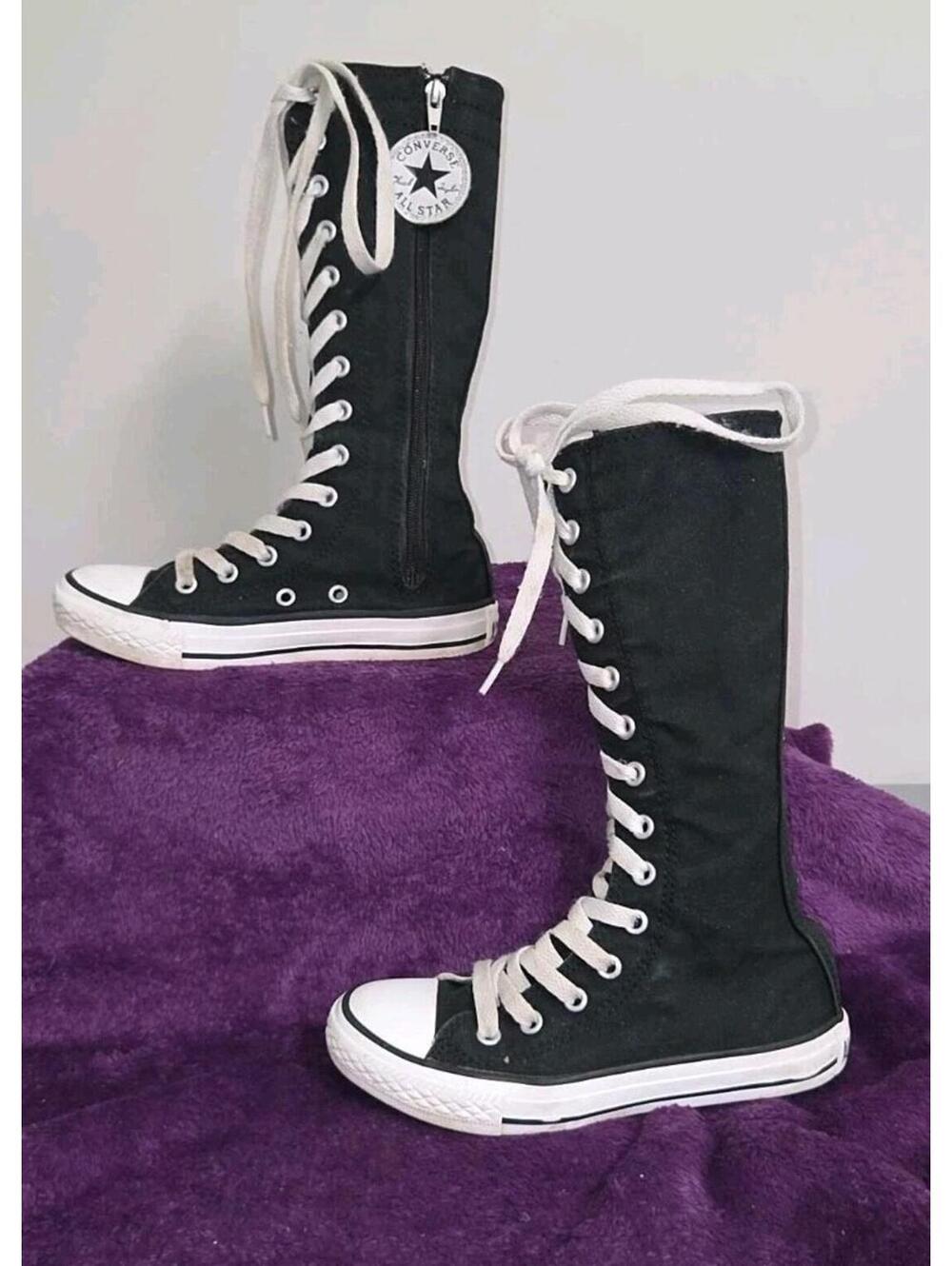 Girl's Converse Chuck Taylor All Star XX-Hi Knee High Black Canvas Youth Size 12